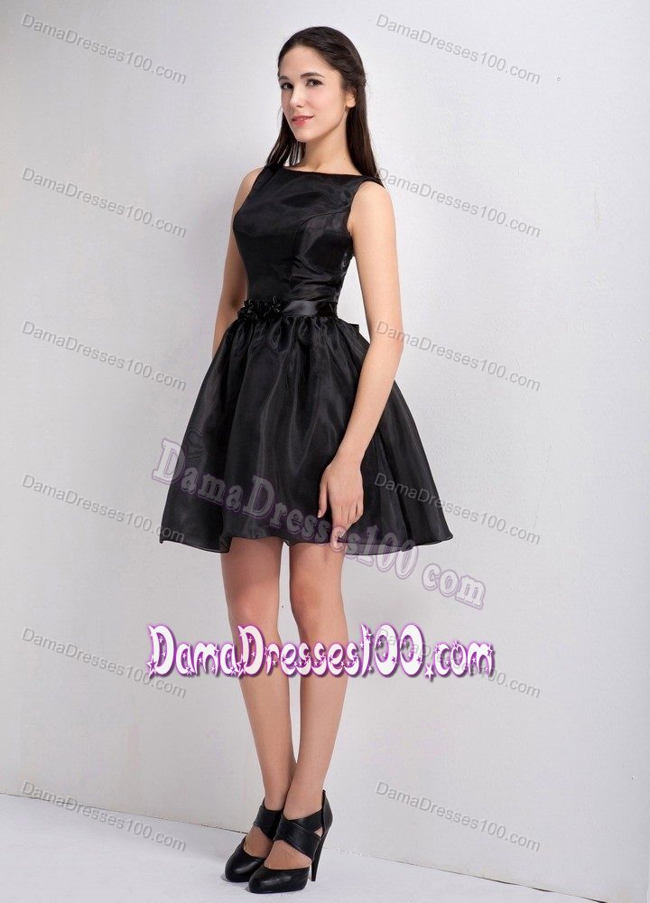 A-line Bateau Mini-length Little Black Dama Dress For Quinceaneras