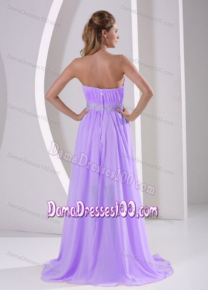 High-low Sweetheart Beaded Lilac Quinceanera Damas Dresses