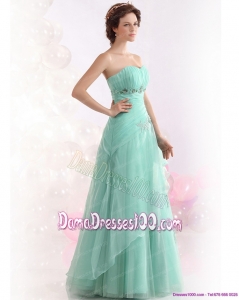 Spaghetti Straps Long Dama Dresses with Ruching and Hand Made Flowers
