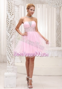 Beaded Up Bodice Lovely Baby Pink Dama Dress Strapless