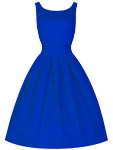 Royal Blue High-neck Lace Up Ruching Quinceanera Court of Honor Dress Sleeveless