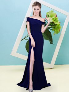 Royal Blue Sleeveless Ruching Floor Length Vestidos de Damas