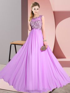 Customized Lilac Sleeveless Beading and Appliques Floor Length Court Dresses for Sweet 16