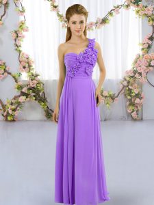 Lavender Lace Up Vestidos de Damas Sleeveless Floor Length Hand Made Flower