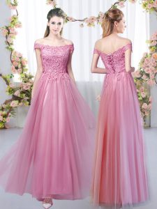 Dazzling Sleeveless Lace Up Floor Length Lace Quinceanera Court of Honor Dress