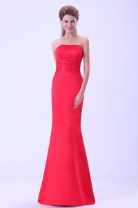 Coral Red Mermaid Brush Train Dama Dresses with Half Bow Accents