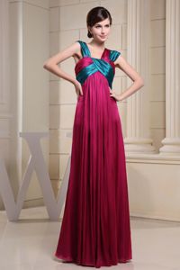 Green and Red Asymmetrical Neckline Dresses For Damas With Ruching