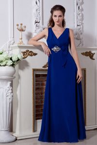 Empire V-neck 15 Dresses For Damas with Beading in Royal Blue