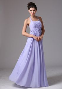 Beaded Scoop Lavender Prom Dresses for Dama With Ruchings