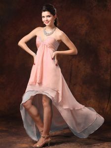 Pink High-low Sweetheart Chiffon Dama Dresses With Beading