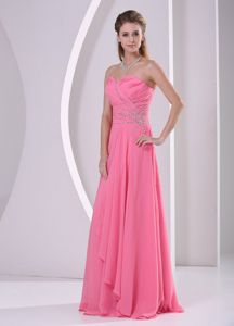 Watermelon Beaded Chiffon Quince Dama Dresses with Ruching