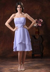 Short Lilac Strapless Pleated Dama Dresses for Quince 2013