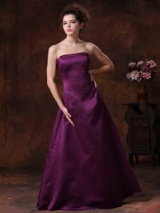 Purple Column Taffeta Strapless Cheap Party Damas Dresses