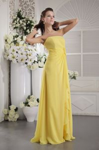 Chiffon Yellow Party Damas Dresses with Hand Made Flowers