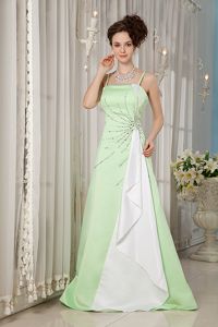 Straps Yellow Green Satin A-line Dresses for Damas Beaded