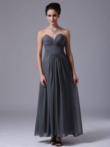 Grey Sweetheart and Ruching Sash 15 Dresses for Damas to Ankle-length