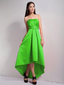 Spring Green A-line Strapless High-low Dama Dress Embellished Appliques